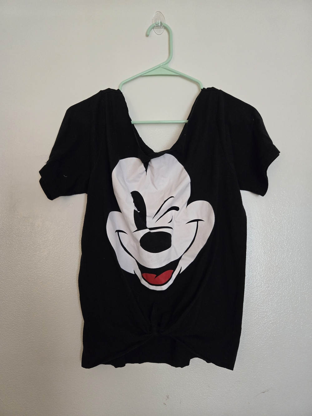 4/$15 Disney Upcycle Graphic Tee Off The Shoulder Tie Front Shirt Women's Sz M